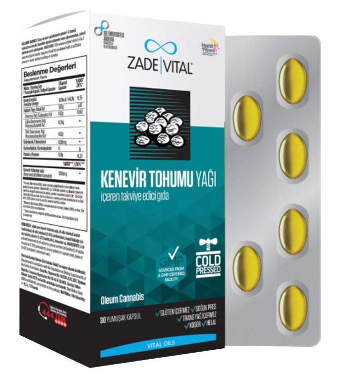 Zade Vital Kenevir Tohumu Yağı 30 Yumuşak Kapsül