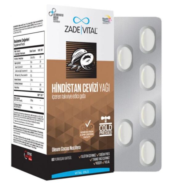 Zade Vital Hindistan Cevizi Yağı 60 Kapsül