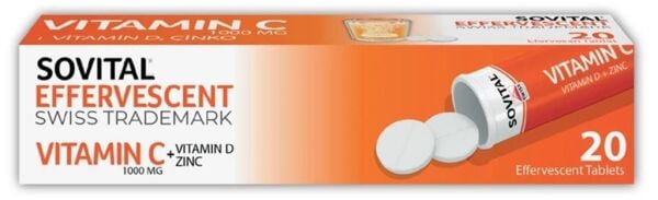 Sovital Vitamin C 1000mg + Vitamin D Zinc 20 Effervesan Tablet