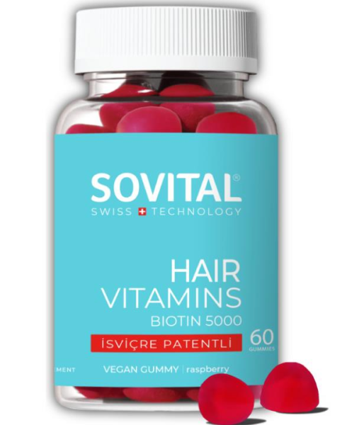 Sovital Hair Vitamins 60 Gummies | Biotin-Folic Asid-Zinc