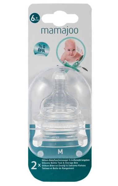 Mamajoo Silikon Biberon Emziği M 6 Ay+ %0 BPA | 2 Adet
