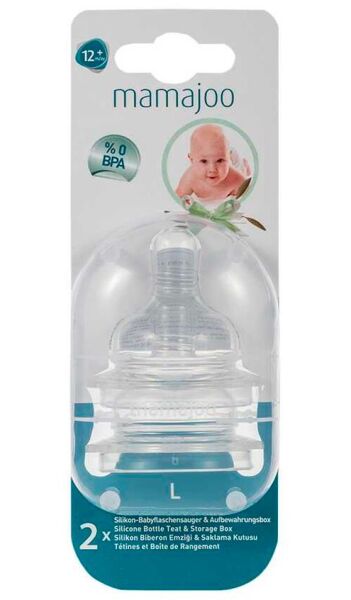 Mamajoo Cam Biberon Emziği L 12 Ay+ | 2 Adet