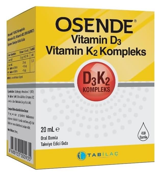 Osende Vitamin D3 K2 Damla 2x20ml | İkili Avantajlı Paket