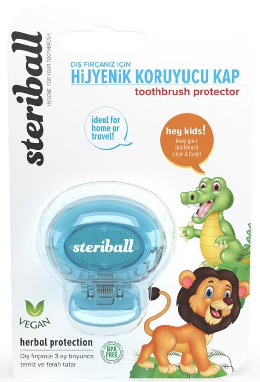 Steriball Diş Fırçası Koruma Kabı Çocuk - Toothbrush Protector | Mavi Aslan