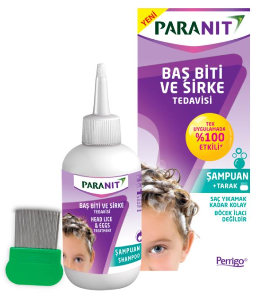 Paranit Baş Biti ve Sirke Tedavisinde Şampuan 100ml | Tarak Hediyeli