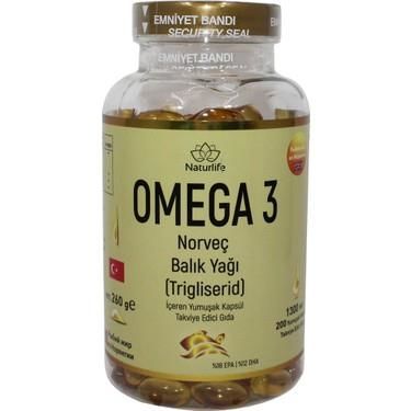 Naturlife Omega-3 Norveç Balık Yağı 1300 mg 200 Softjel