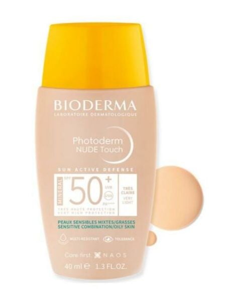 Bioderma Photoderm Nude Touch SPF50+ Very Light 40ml | Renkli Güneş Koruyucu
