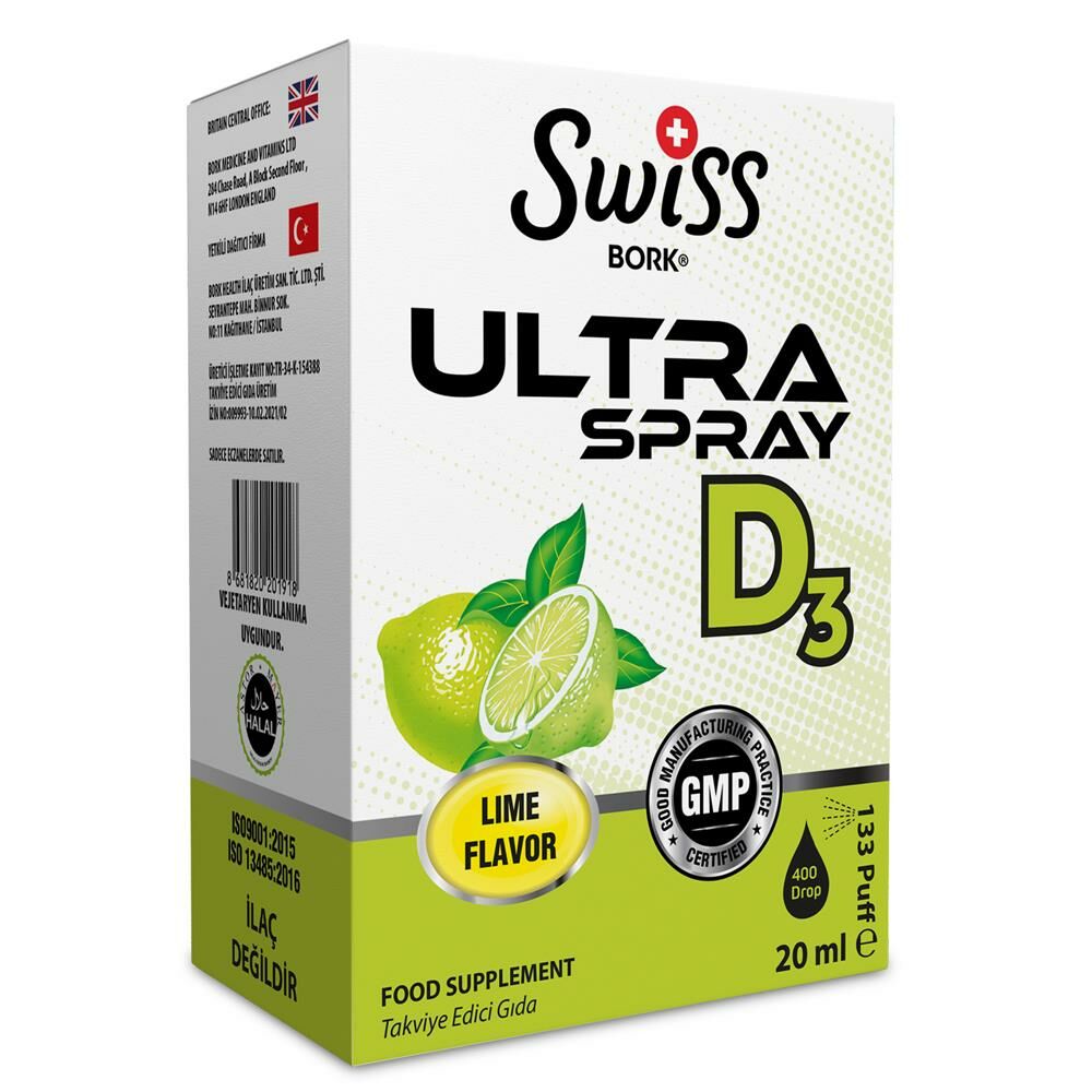 Swiss Bork Ultra Spray D3 20ml | Limon Aromalı