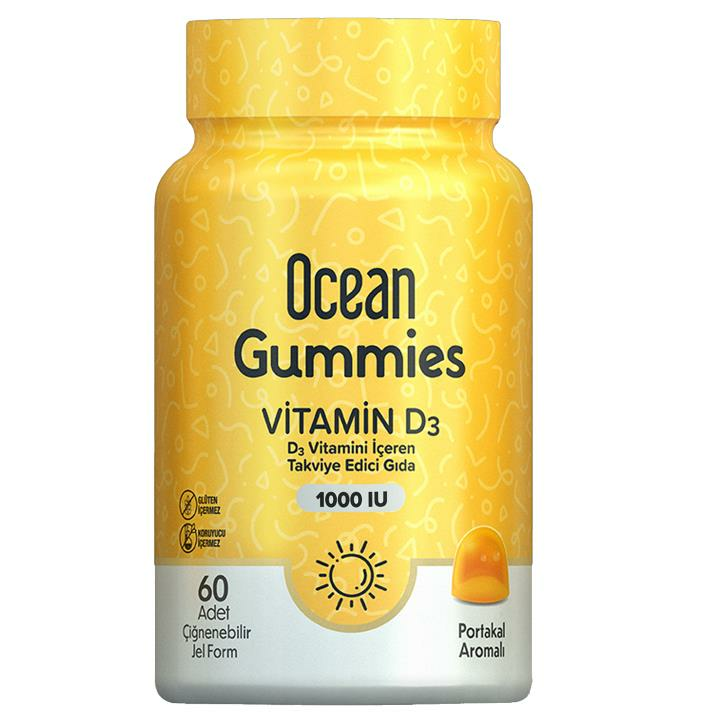 Orzax Ocean Gummies Vitamin D3 1000IU Çiğnenebilir Jel Form 60 Adet