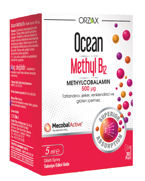 Orzax Ocean Methyl B12 500mcg Dilaltı Sprey 5ml