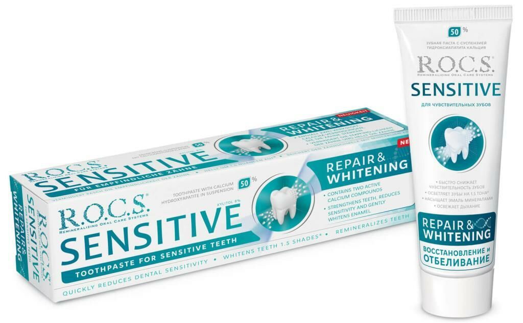 Rocs Hassas Dişler İçin Beyazlatıcı Diş Macunu 75 ml | Sensitive Repair & Whitening Toothpaste