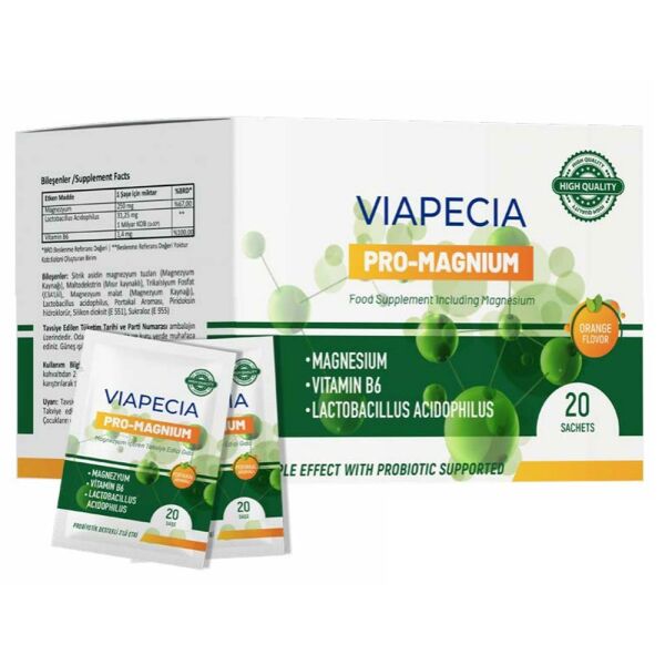 Viapecia Pro-Magnium Magnezyum 20 Saşe | Portakal Aromalı