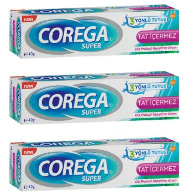 Corega Süper Diş Proztezi Yapıştırıcı Krem 40gr Tat İçermez | 3 Adet