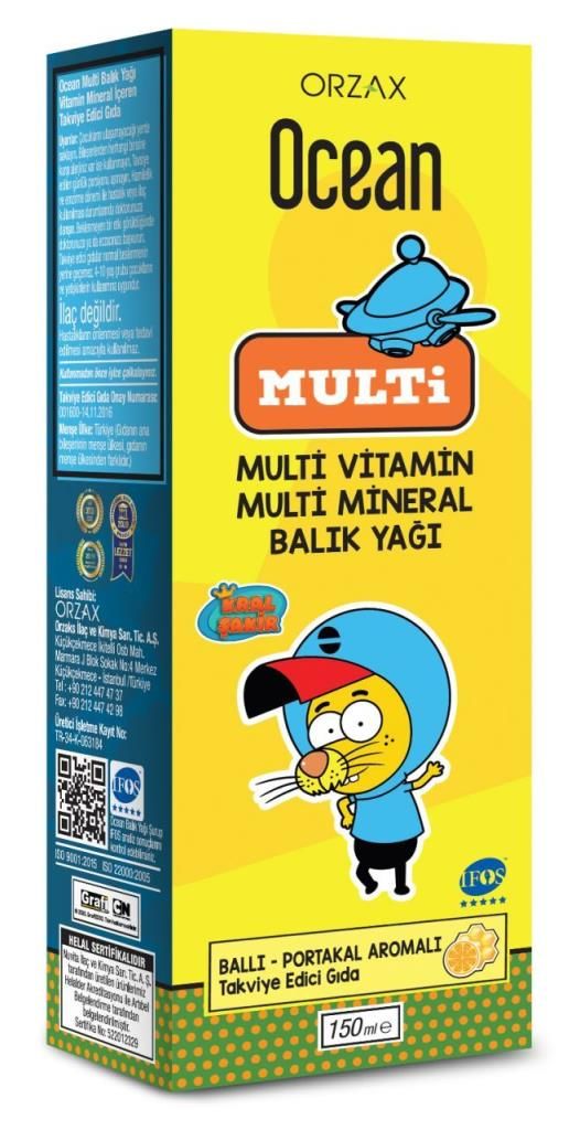 Orzax Ocean MULTİ Multi-Vitamin & Balık Yağı Şurup150ml | Kral Şakir