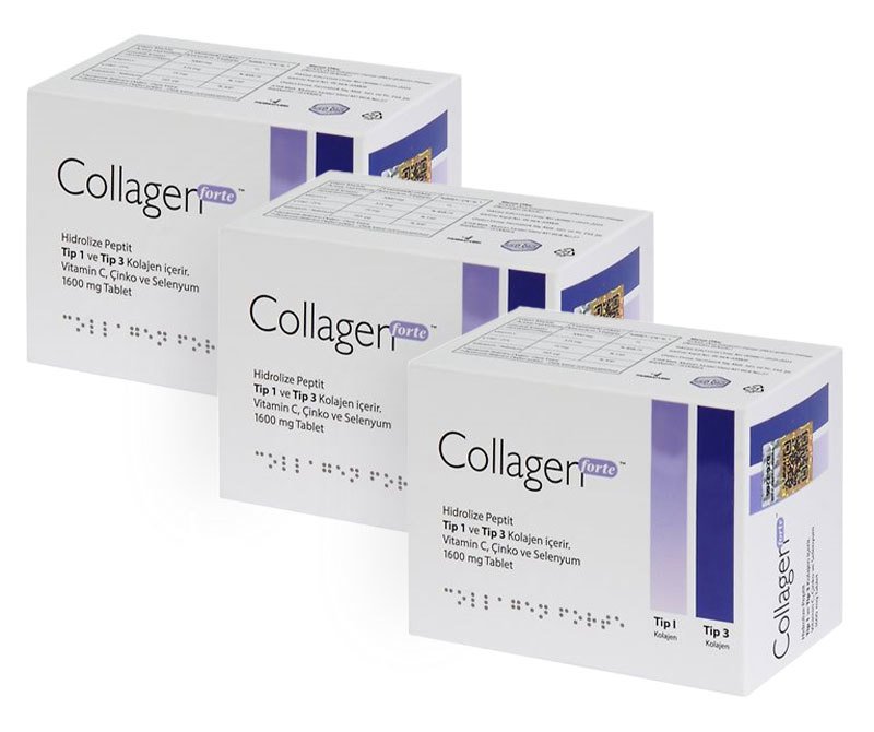 Collagen Forte Hidrolize Peptit Tip1 Tip3 Kolajen 90 Tablet | 3 Adet