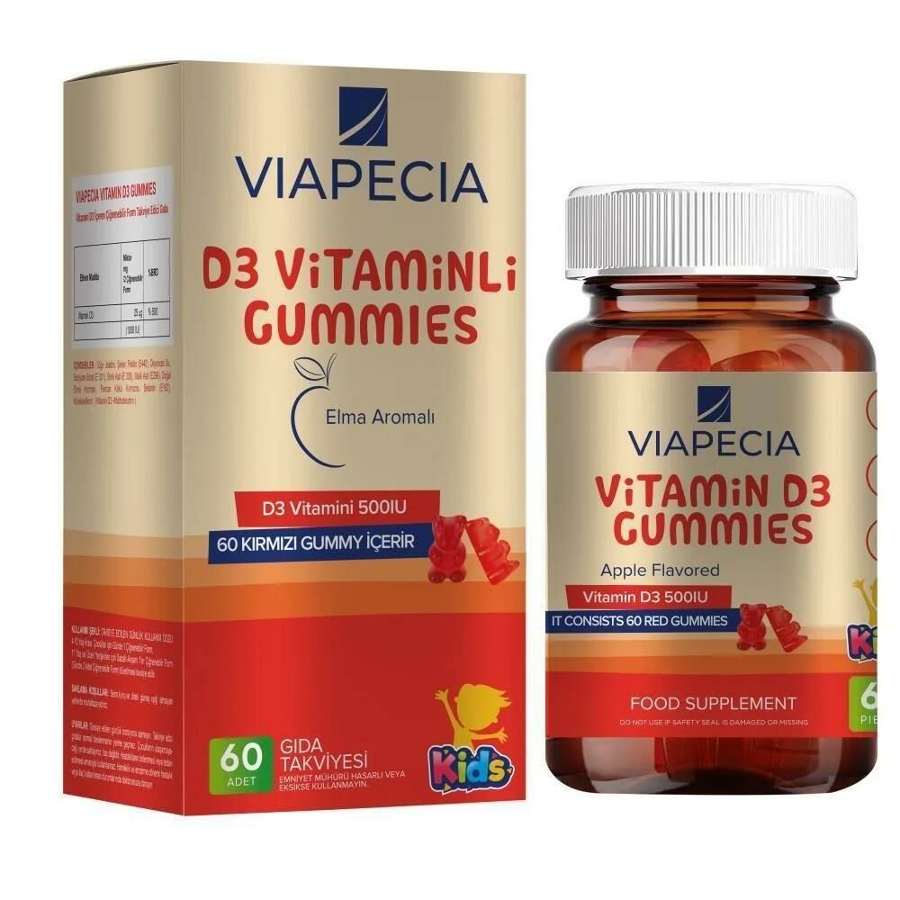 Viapecia Kids  D3 Vitaminli Gummies 60 Adet | Elma Aromalı