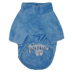 Bebe Mavi Peluş Sweat Kedi Köpek Sweati Kedi Köpek Kıyafeti