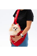 Kırmızı Crossbody Çanta Kedi Köpek Taşıma Çantası