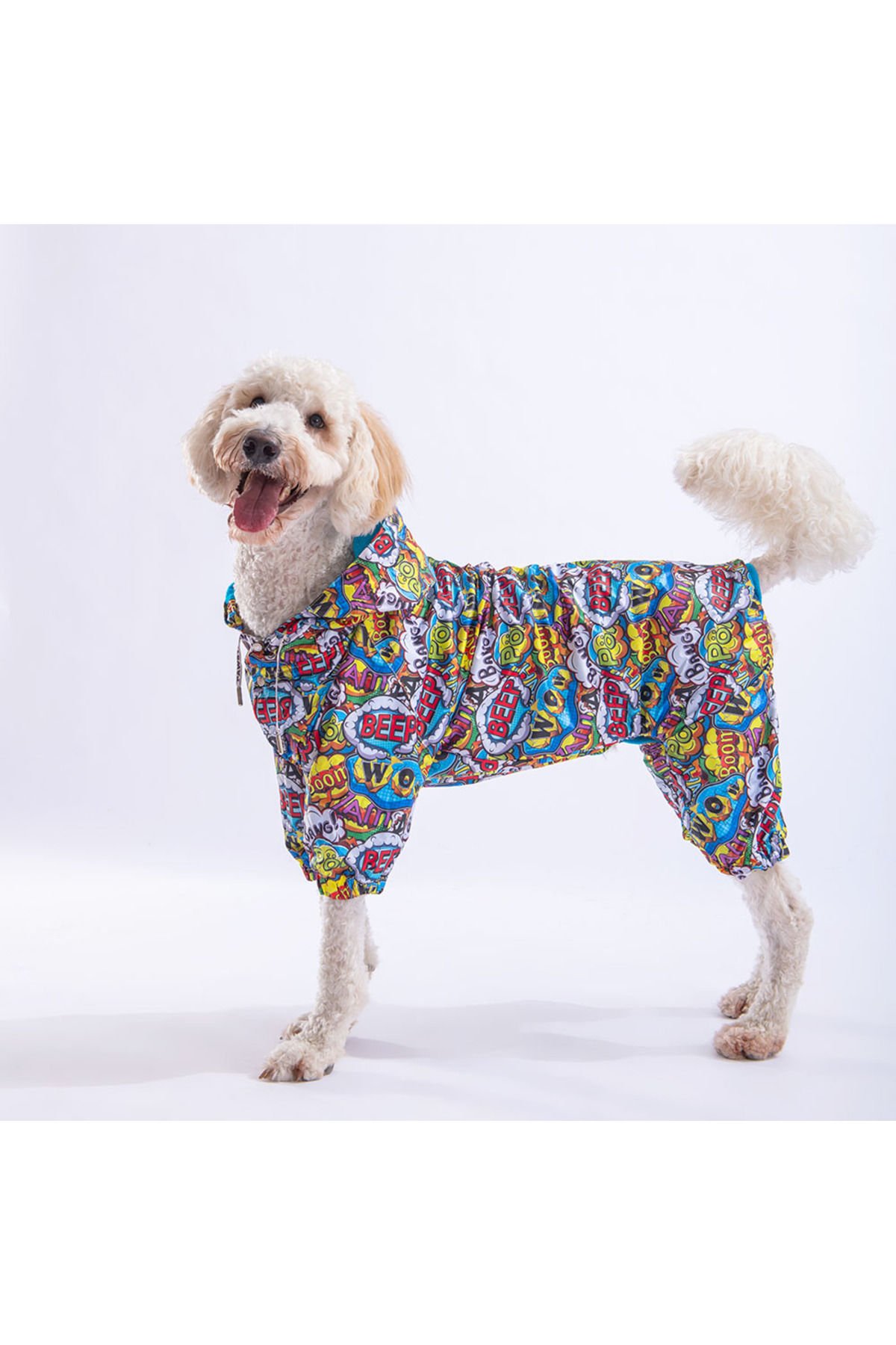 Popart Orta ve Büyük Irk Köpek Tulum Yağmurluğu Köpek Yağmurluk Köpek Elbisesi Köpek Kıyafeti