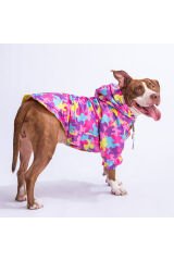 Rosea Camouflage Fileli Orta ve Büyük Irk Köpek Montu Köpek Yağmurluk Köpek Elbisesi Köpek Kıyafeti