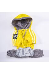 Sarı-Gri BiColor Orta ve Büyük Irk Köpek Tulum Yağmurluğu Köpek Yağmurluk Köpek Kıyafeti