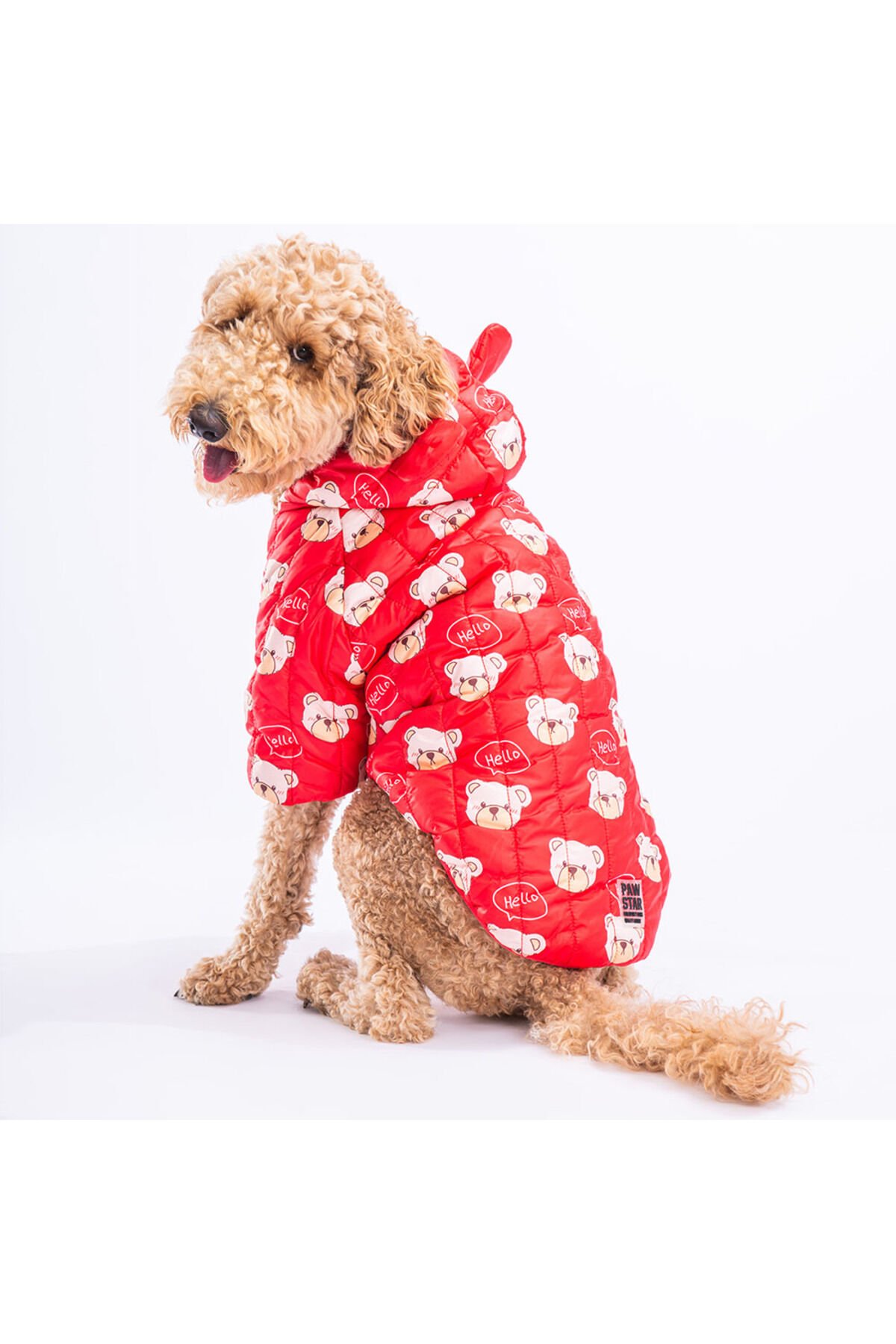 Kırmızı Teddy Puff Orta ve Büyük Irk Köpek Montu Köpek Yağmurluk Köpek Kıyafeti Köpek Elbisesi