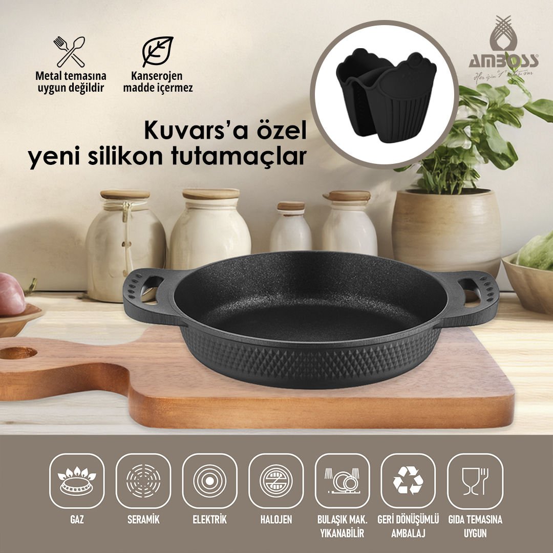 Amboss Kuvars Titanyum Kaplama Döküm Sahan Omlet Set - Siyah - 20 cm