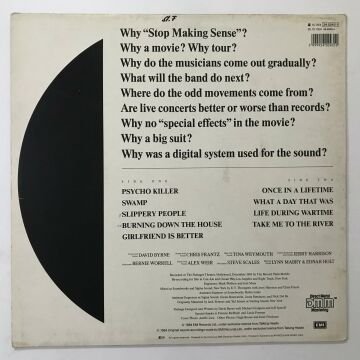 Talking Heads ‎– Stop Making Sense (Kitapçıklı)
