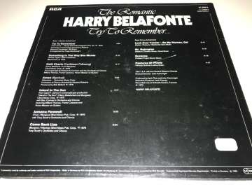 Harry Belafonte ‎– The Romantic Harry Belafonte – Try To Remember....