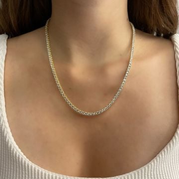 925 Ayar Gümüş Gold Swarovski Taşlı 3 mm Suyolu Kolye Mariah