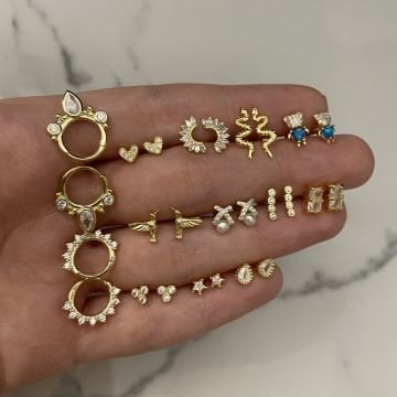 925 Ayar Gümüş Opal Taşlı Piercing