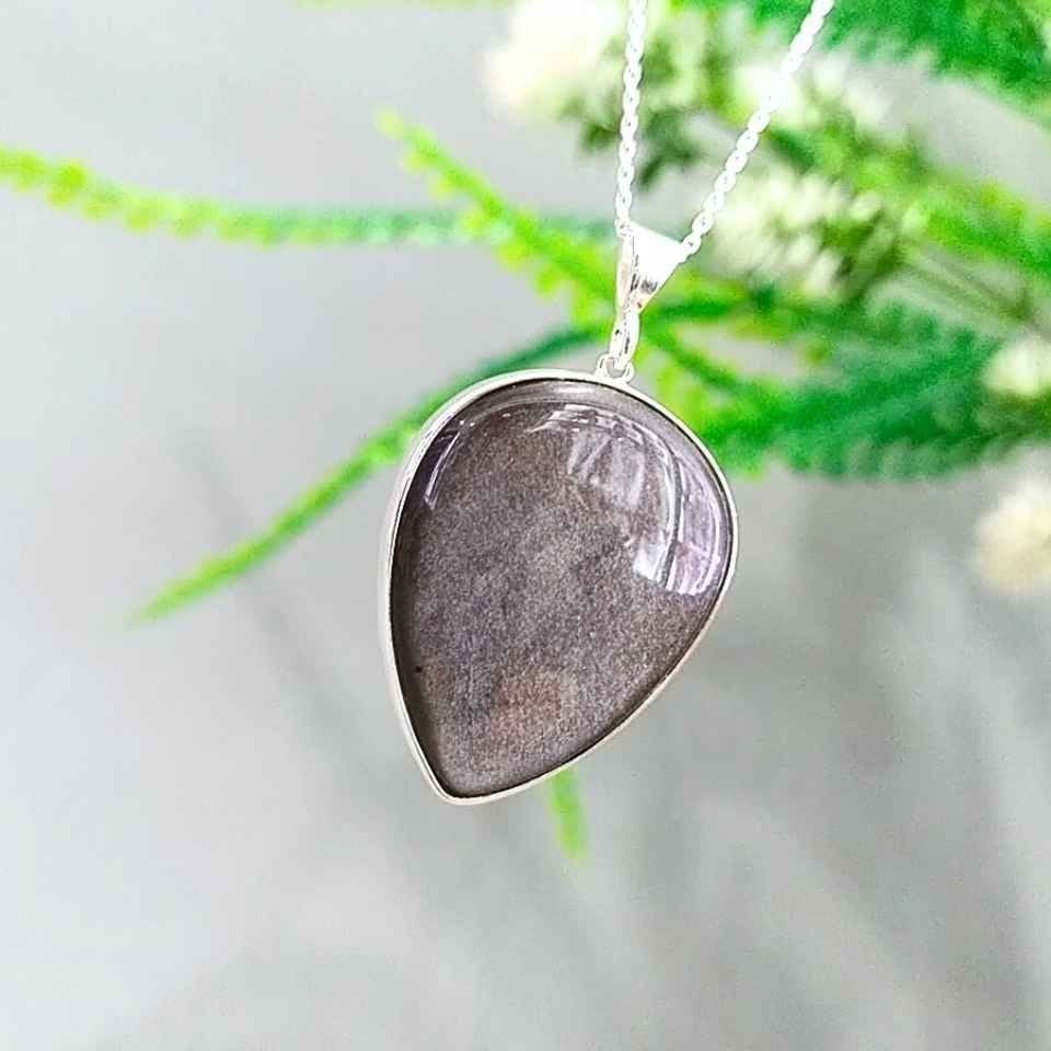 Silver Obsidyen Taşı Kolye O07