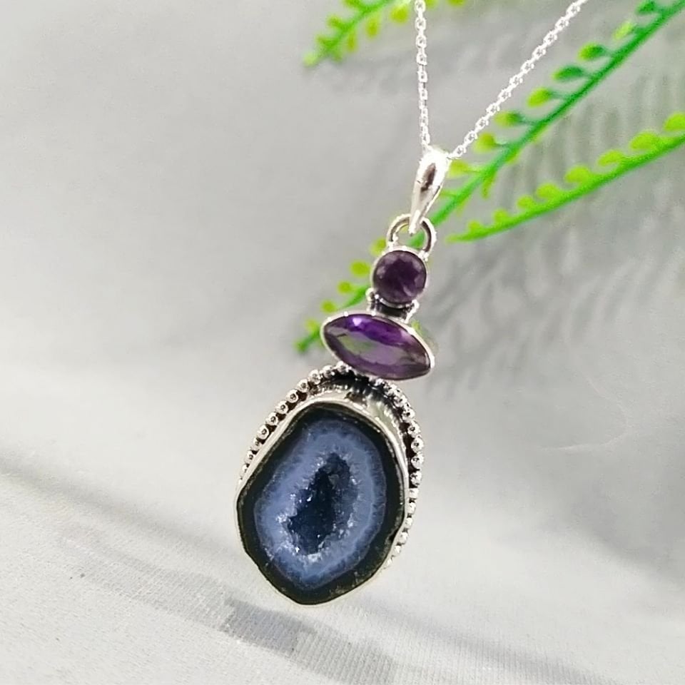 Black Druzy Akik Özel Tasarım Kolye