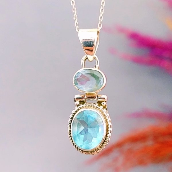 Blue Topaz Akuamarin Özel Tasarım Kolye