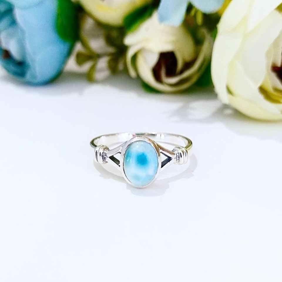 Larimar Taşı Doğal Taş Gümüş Yüzük 00672