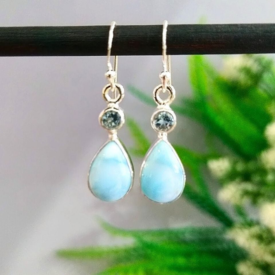 Larimar Taşı Özel Tasarım Küpe - KP886