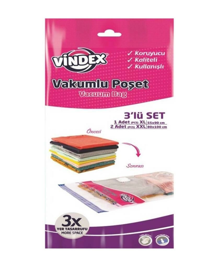 (*) Vindex Vakumlu Poşet 3lü Set