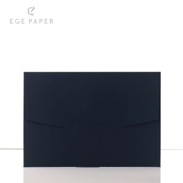 16x23Cm (C5) Deri Desen Lacivert 250gr  Lüks Davetiye Zarfı - 50 Adet