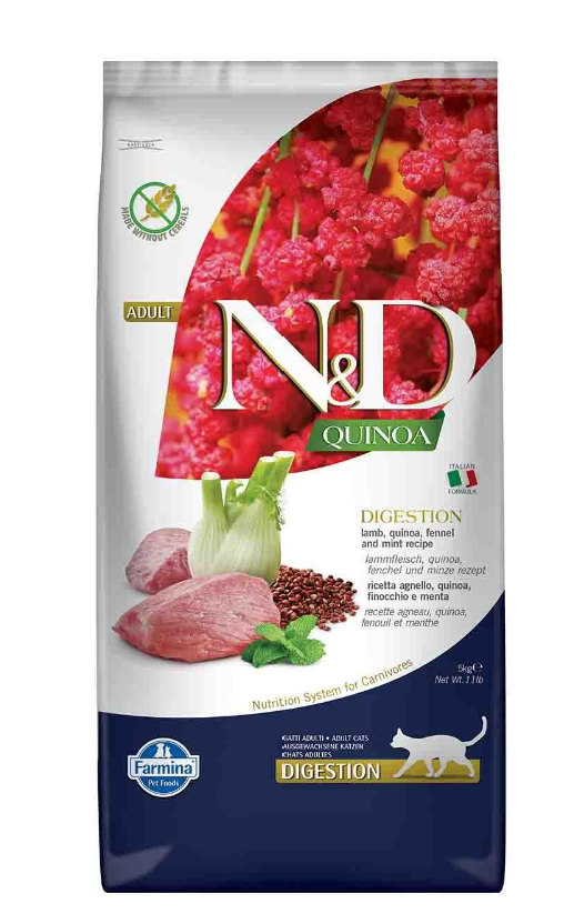 N&D Quinoa Digestion Sindirim Sağlığı Kuzu Etli Yetişkin Kedi Maması 5 KG