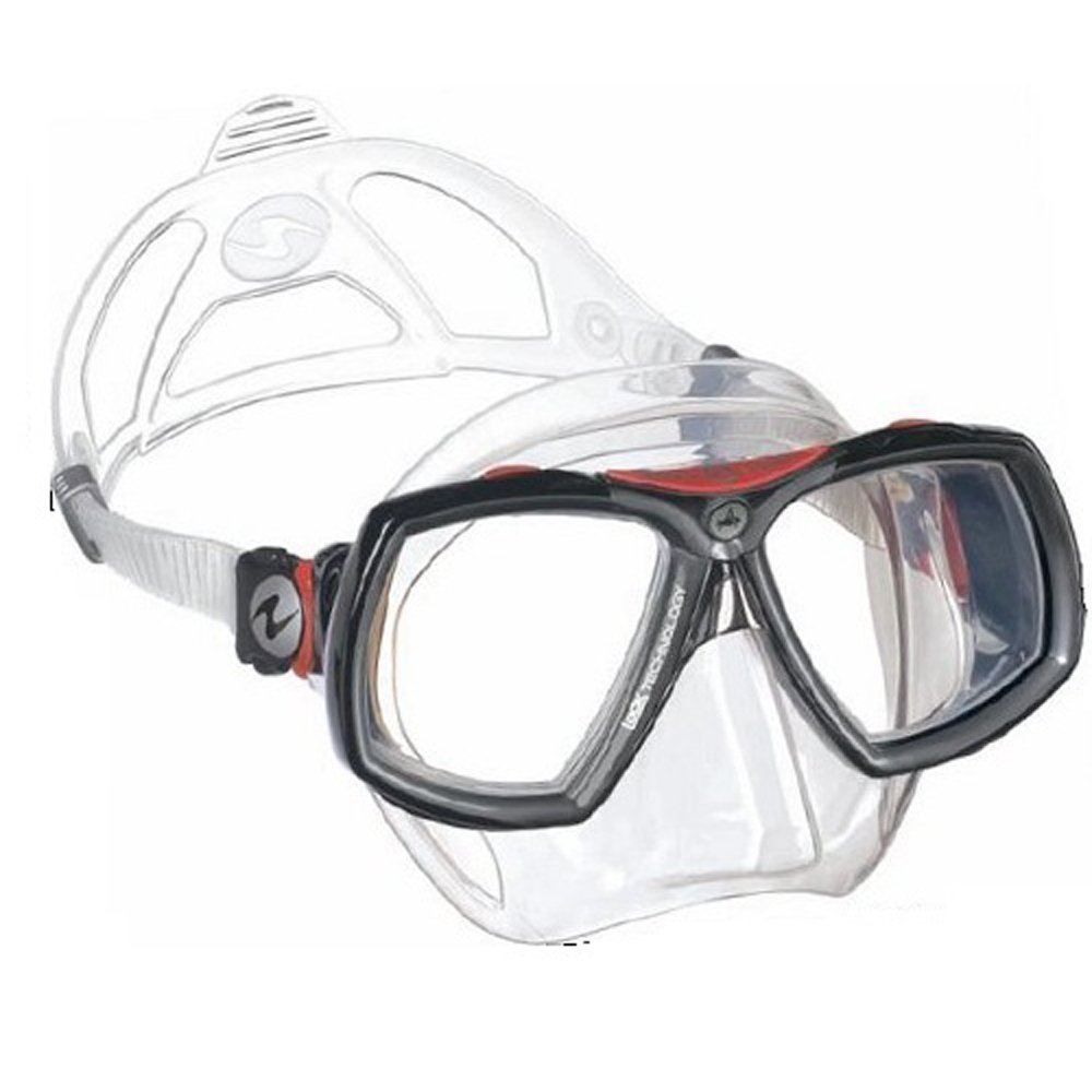 Aqua Lung Look 2 Midi  Şeffaf Silikon - Kırmızı Dalış Maskesi