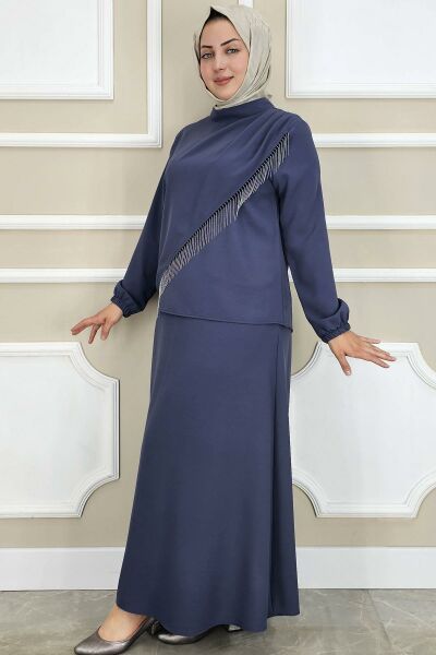 PYS KADIN PÜSKÜL AKSESUARLI TESETTÜR TAKIM ANTRSİT - 3 BEDEN