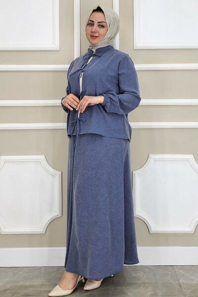 PYS KADIN ÖNÜ BAĞCIKLI TESETTÜR 3 LÜ TAKIM KOYU MAVİ - 3 BEDEN