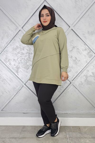 KADIN CEP GÖRÜNÜMLÜ TESETTÜR TUNİK MİNT YEŞİLİ - 3XL