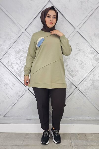 KADIN CEP GÖRÜNÜMLÜ TESETTÜR TUNİK MİNT YEŞİLİ - 3XL