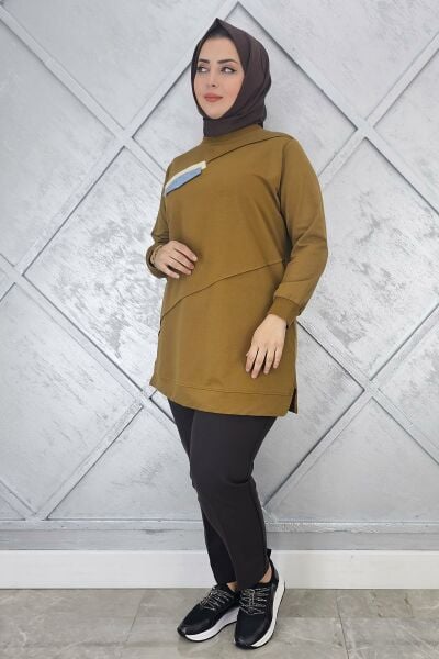 KADIN CEP GÖRÜNÜMLÜ TESETTÜR TUNİK YAĞ YEŞİLİ - 3XL