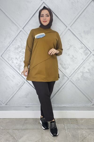 KADIN CEP GÖRÜNÜMLÜ TESETTÜR TUNİK YAĞ YEŞİLİ - 3XL