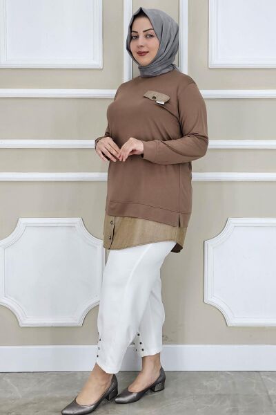 PYS KADIN KOT KOMBİNLİ DÜĞME DETAYLI TESETTÜR TUNİK TABA - 4 BEDEN
