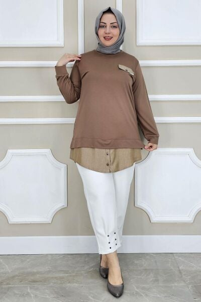 PYS KADIN KOT KOMBİNLİ DÜĞME DETAYLI TESETTÜR TUNİK TABA - 4 BEDEN