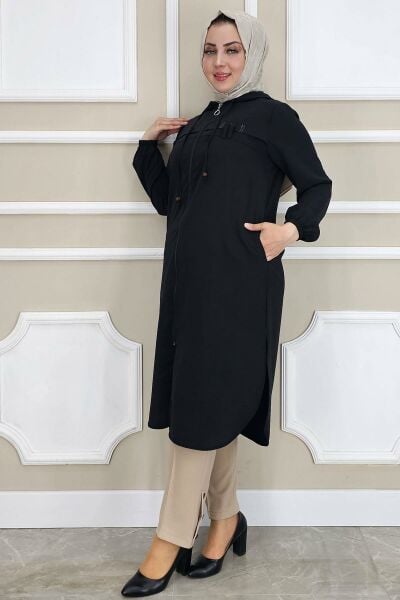 PYS KADIN DİKME AKSESUAR DETAYLI TESETTÜR KAP SİYAH - 3 BEDEN