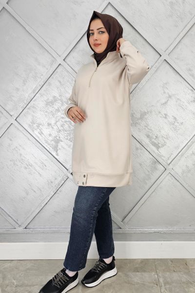 KADIN ÇIT ÇIT DETAYLI TESETTÜR TUNİK TAŞ - 2 BEDEN